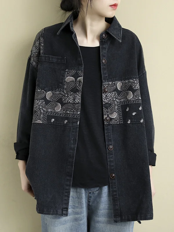 Loose Ink Printed Laple Jean Shirts