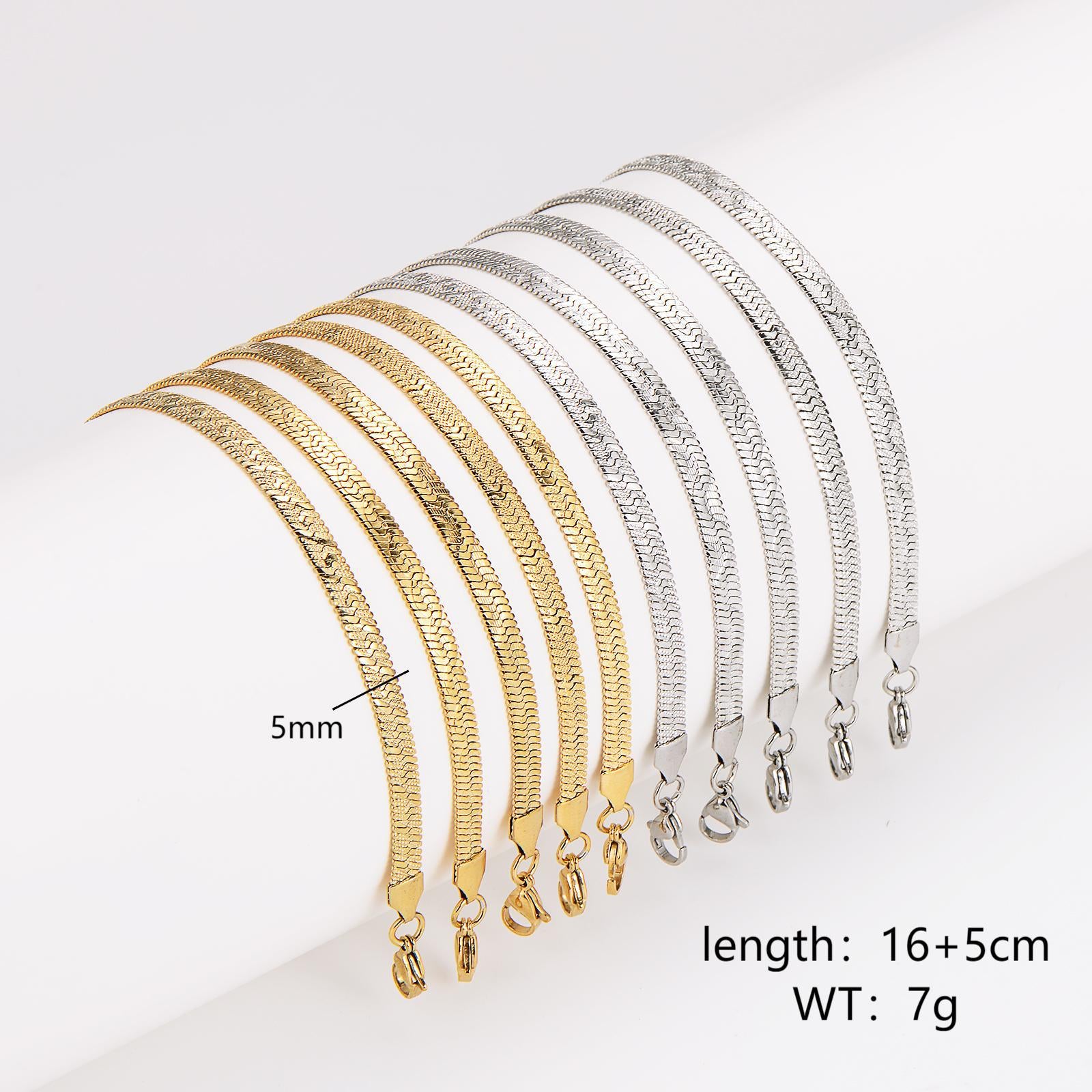 Aml Stainless Steel Batch Pattern Blade Sweater Chain Simple Ladies Clavicle Chain Fashion Flat Snake Stainless Steel Snake