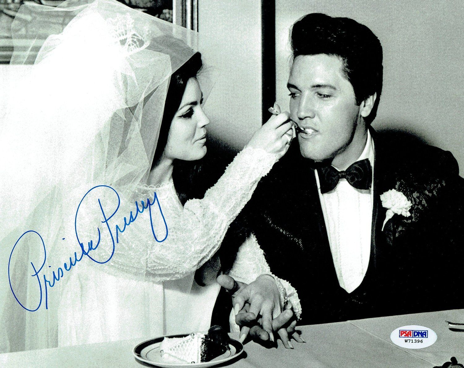 Priscilla Presley w/ Elvis Signed Authentic Autographed 8x10 Photo Poster painting PSA/DNA #8