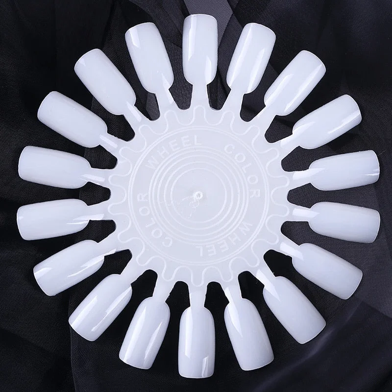 Color Card False Nail Tips Fan Transparent White Fake Nail Tips  Nail Art Practice Display Design Tools-Nail Inspo