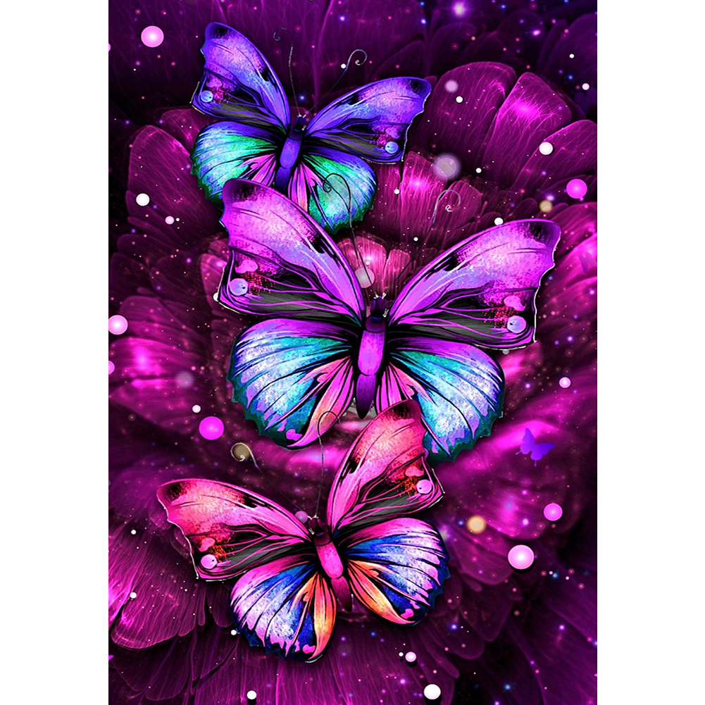 

40*30CM - Butterfly - Round Drill Diamond Painting, 501 Original