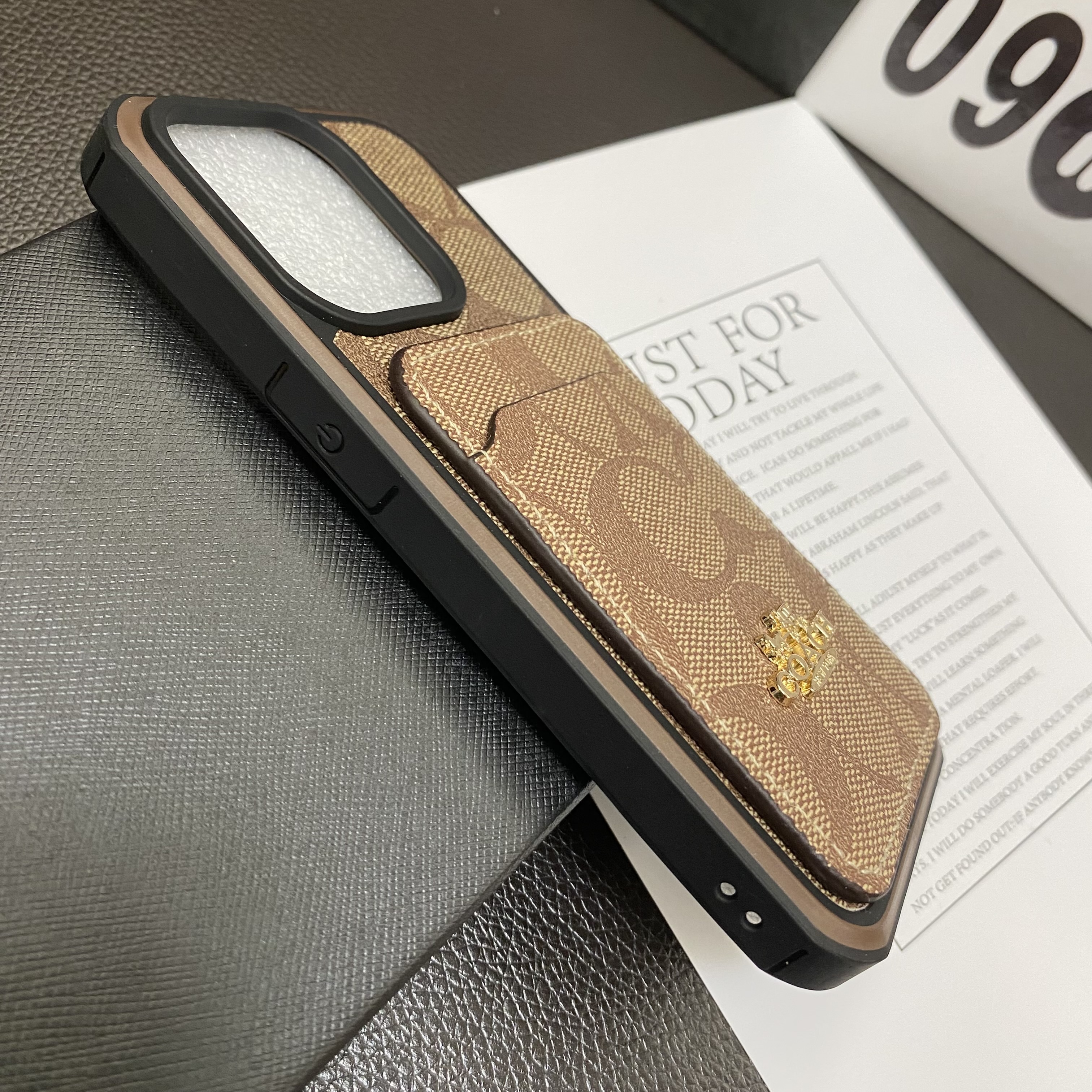 Luxury Coach Back Card Slot Leather Apple iPhone Case