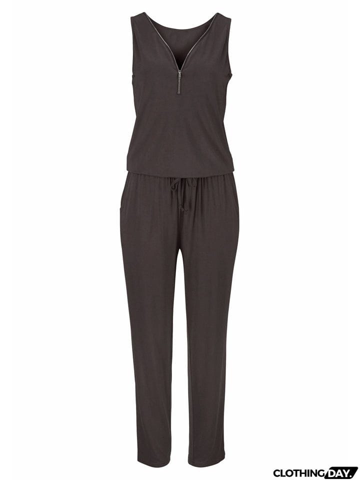 Pretty Sexy Zipper Sleeveless Solid Color Jumpsuit