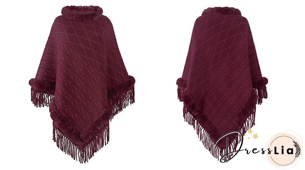 Round Neck Poncho Solid Color Cape Shawls