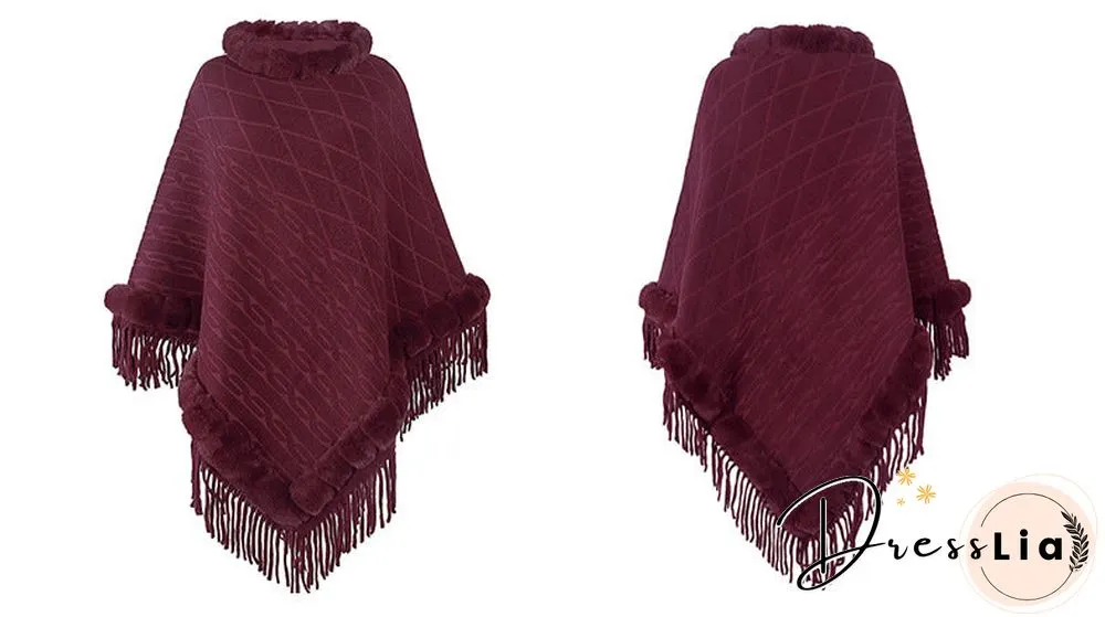 Round Neck Poncho Solid Color Cape Shawls