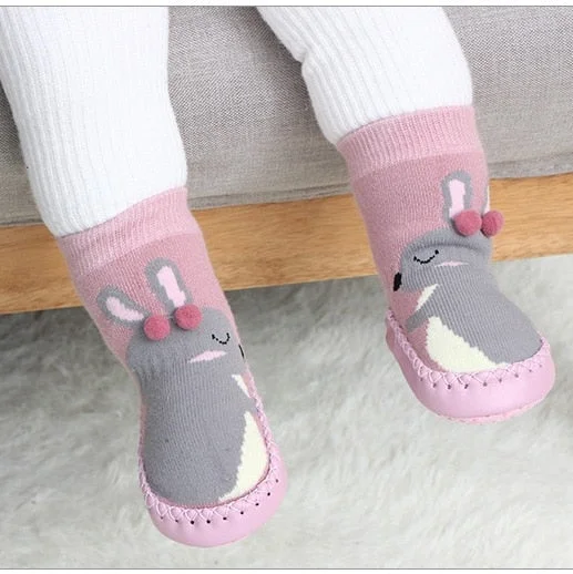 Toddler Indoor Sock Shoes Newborn Baby Socks Winter Thick Terry Cotton Baby Girl Sock with Rubber Soles Infant Animal Funny Sock