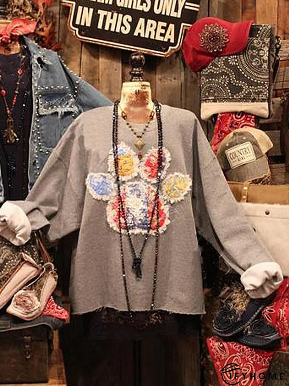 Retro Long Sleeve Shift Sweatshirt | IFYHOME