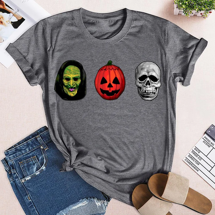 Pumpkin and skull T-shirt Tee -06722