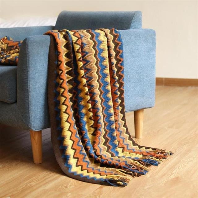 Chic Bohemian Soft Knitted Blanket with Tassel