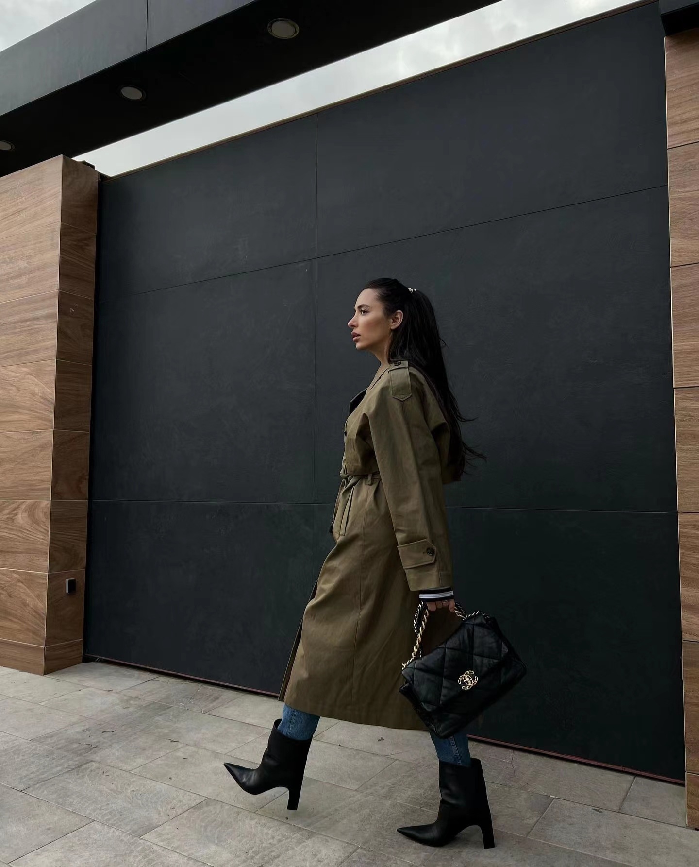 MERUMOTE Women's Loose Silhouette Double Breasted Coat Castleford Trench-MERUMOTE