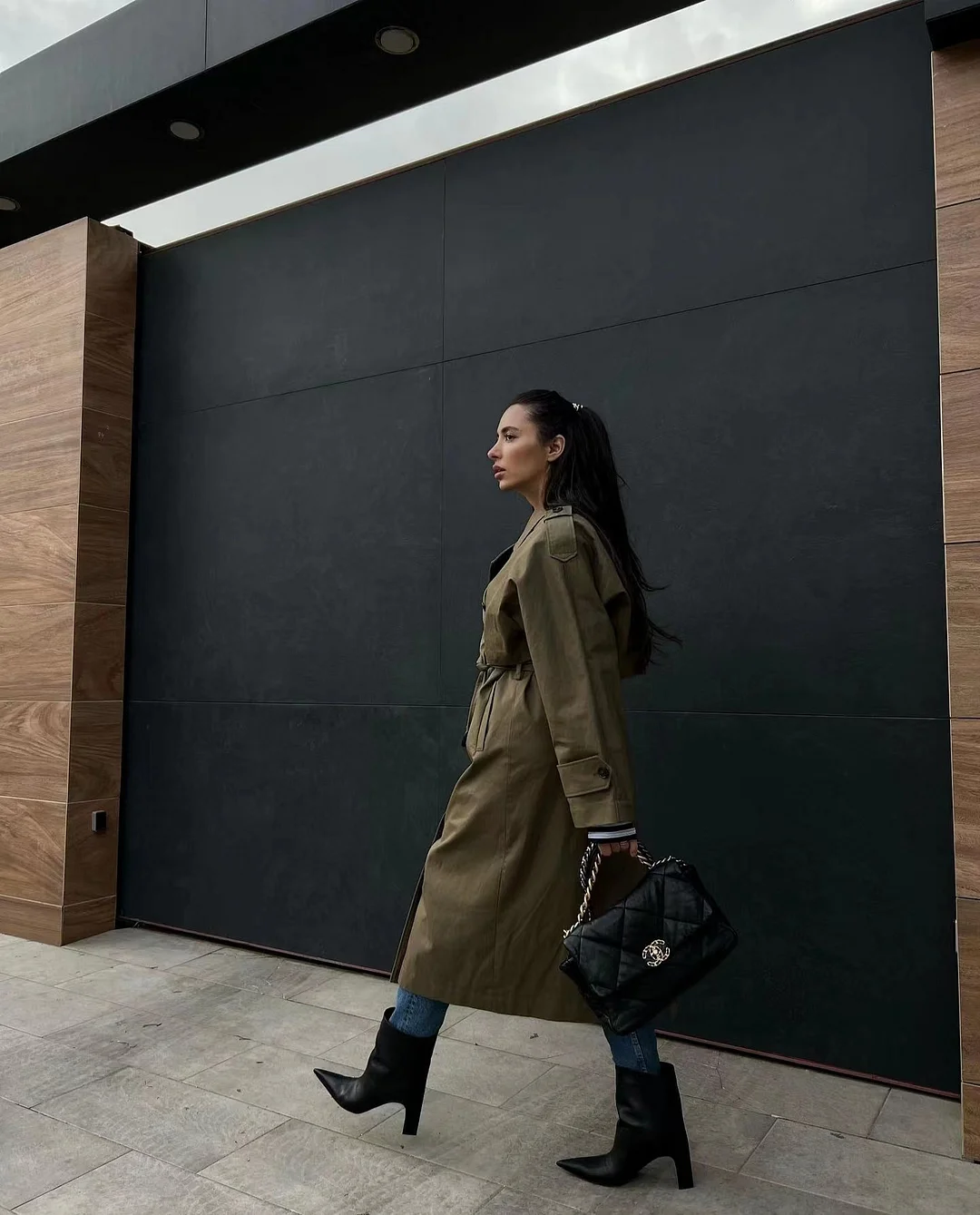 MERUMOTE Women's Loose Silhouette Double Breasted Coat Castleford Trench-MERUMOTE