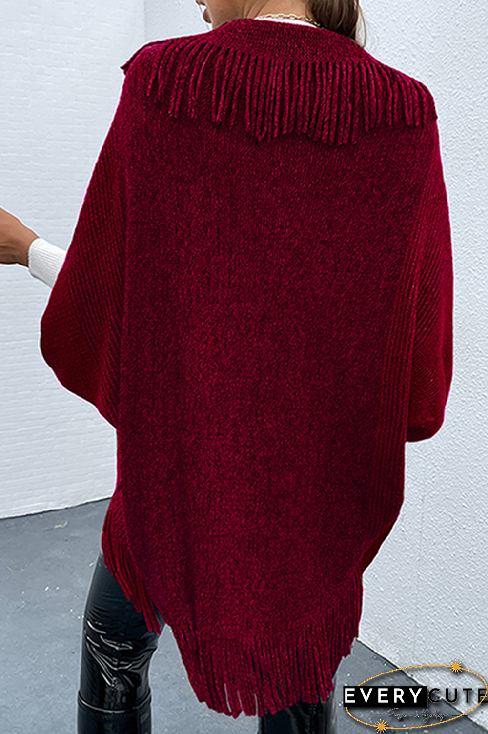 Casual Elegant Striped Tassel Patchwork Turndown Collar Tops Sweater