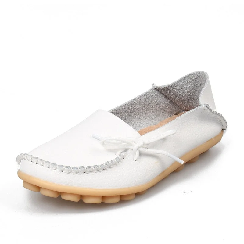 Flats Women Genuine Leathe Shoes Moccasins Mother Loafers Soft Slip On Leisure Flats Casual Female Driving Ballet Footwear