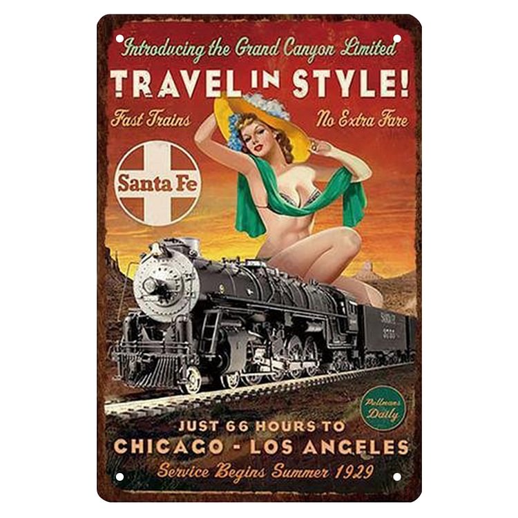Sexy train lady - Enseigne Vintage Métallique/enseignes en bois - 20*30cm/30*40cm
