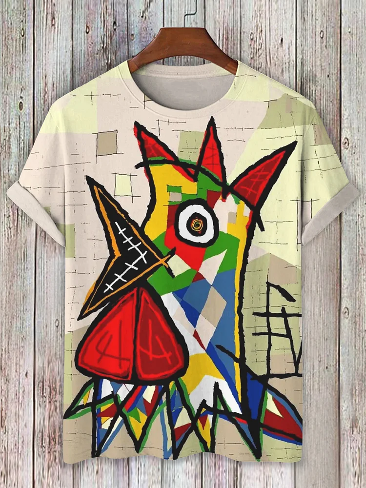 Men's Abstract Colorful Art Print Casual T-Shirt