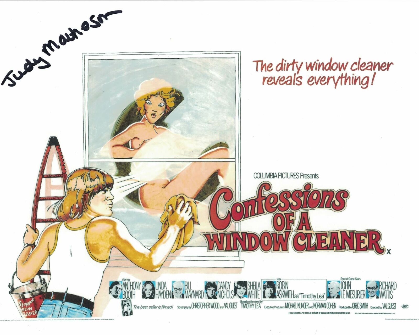 JUDY MATHESON - Confessions of A Window Cleaner hand signed 10 x 8 Photo Poster painting