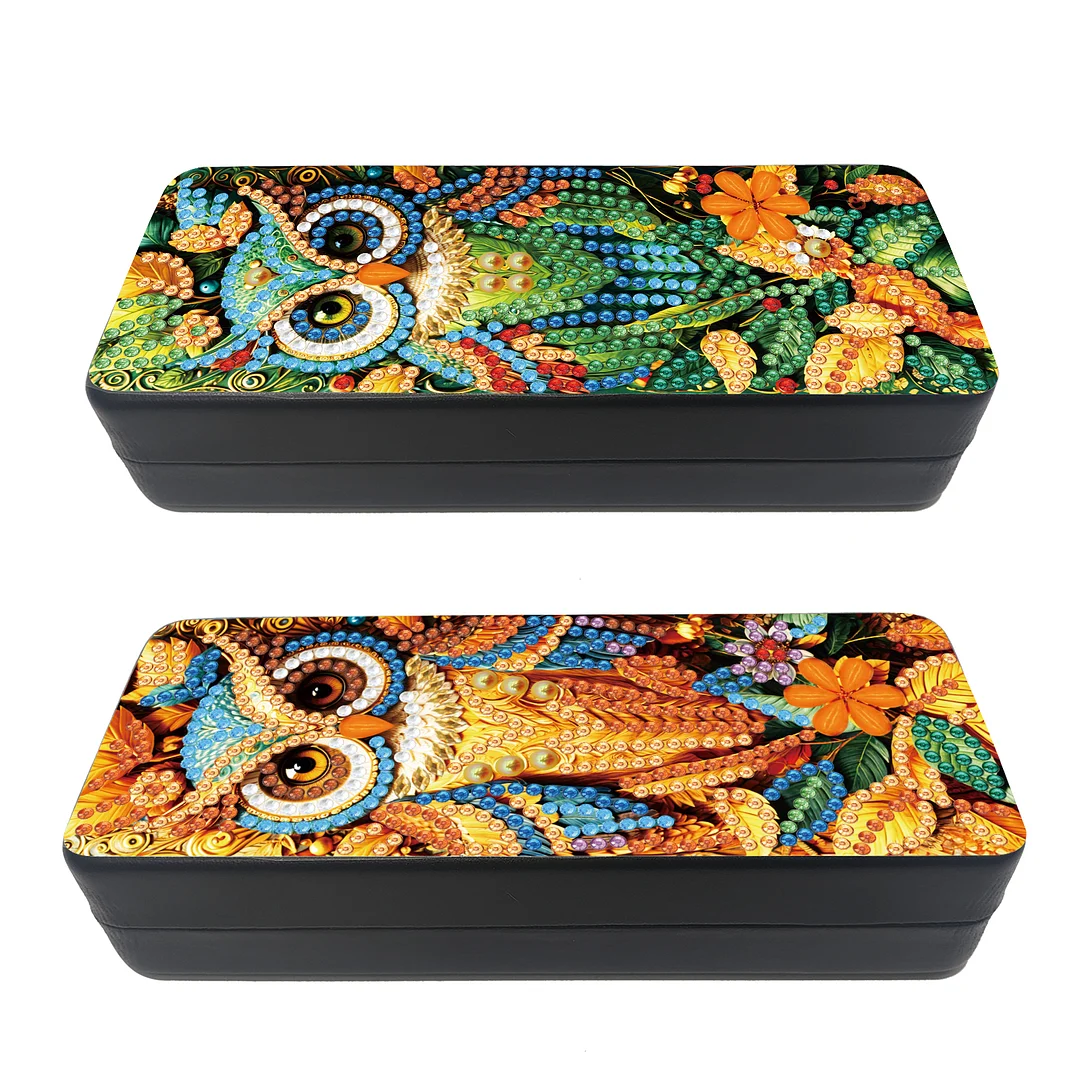 2Pcs 5D DIY Owl Diamond Painting Glasses Case Kit Diamond Art Glasses Case