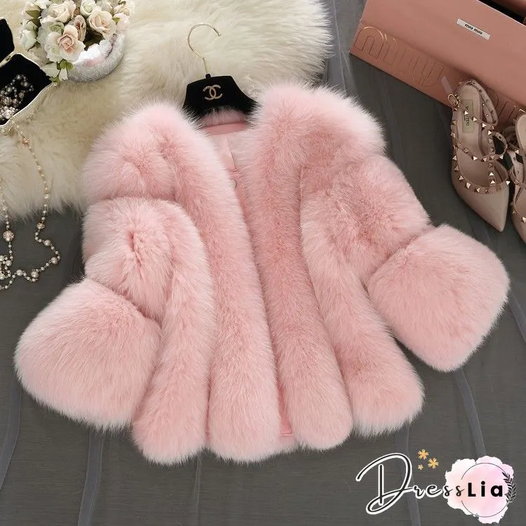 Womens Faux Fur Coat With Fox Winter Fashion New Motorcycle Style Luxury Leather Jackets