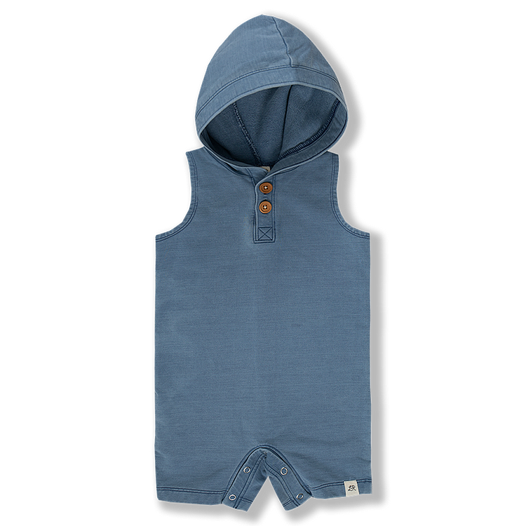 Light Wash Denim Henley Sleeveless Romper