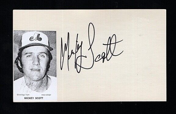 MICKEY SCOTT-MONTREAL EXPOS AUTOGRAPH 3X5 CARD W/Photo Poster painting-(d.2011)