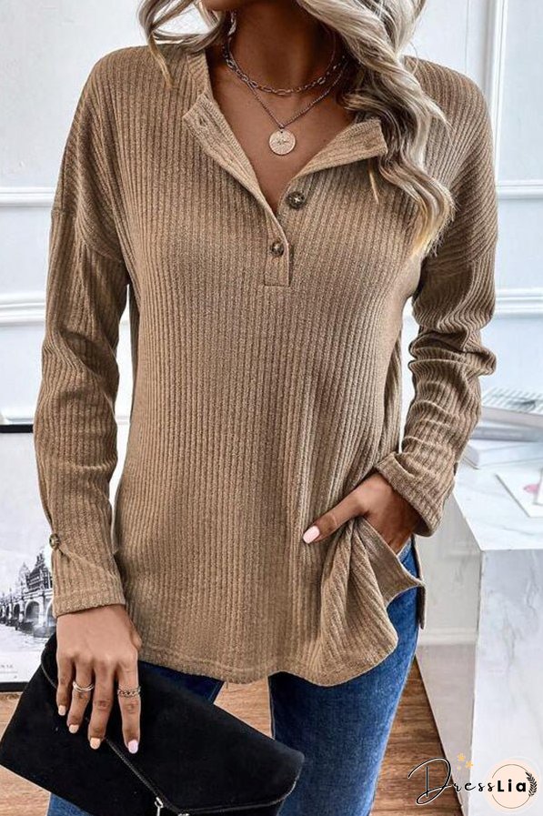 Stylish Buttoned Long Sleeve Sweater
