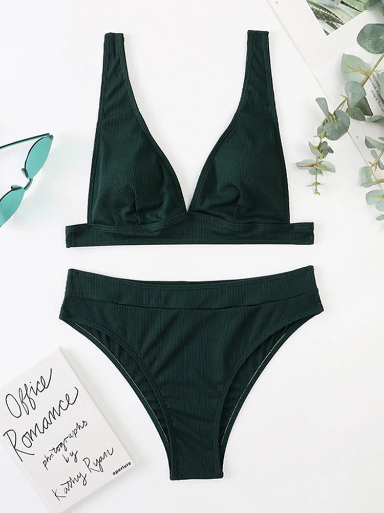 White Color Bikinis Bandeau Swimwear Women Swimsuit Sexy Ruffles Bikini Set Thong Beachwear Summer Bath Suit Hollow Out Biquini