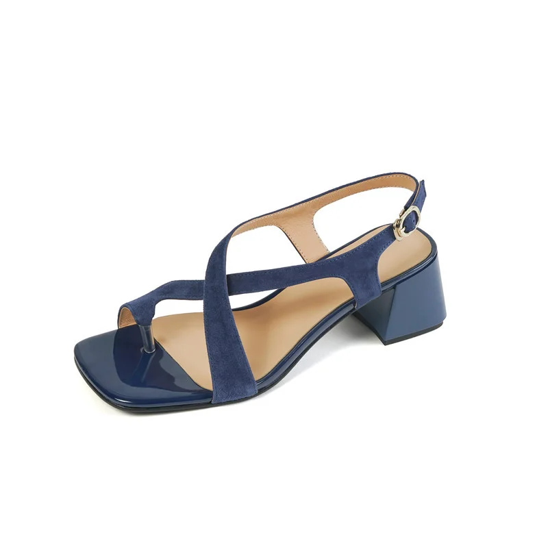 Breakj Breakj Summer New Coarse Heel Cross-Sleeve Sandals Women's Summer Belt Buckle And Retro Elegant Women's Shoes