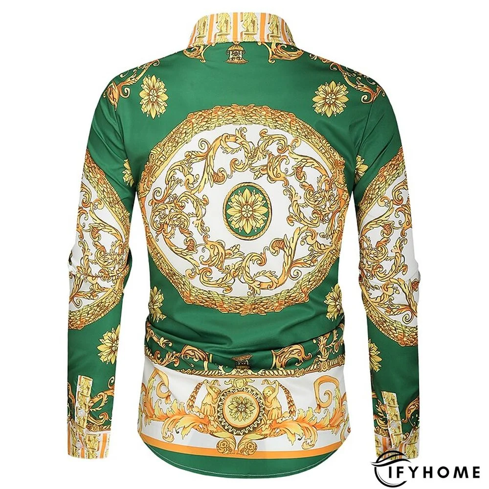 Men's Shirt Prom Shirt Classic Collar Spring &  Fall Long Sleeve Black White Red Geometric Party Casual Clothing Apparel Print | IFYHOME