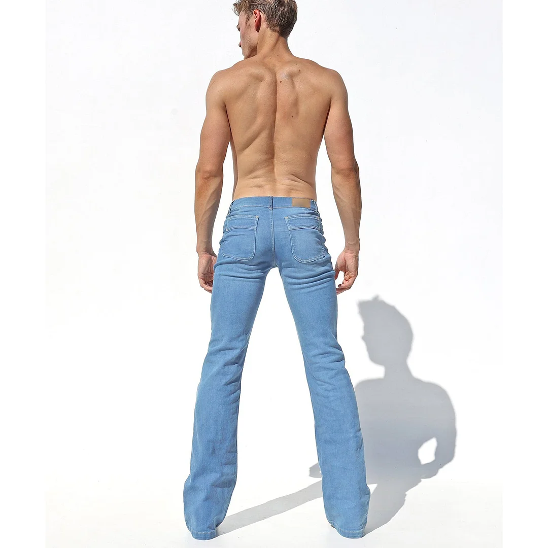 Men's Slightly See-through, Shimmering, Vertical Striped Loose-fitting Trousers-inspireuse