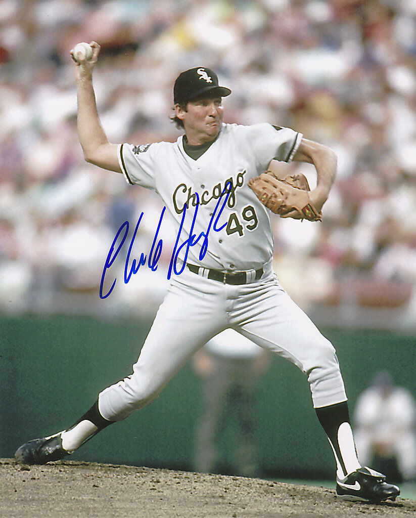 CHARLIE HOUGH CHICAGO WHITE SOX ACTION SIGNED 8x10