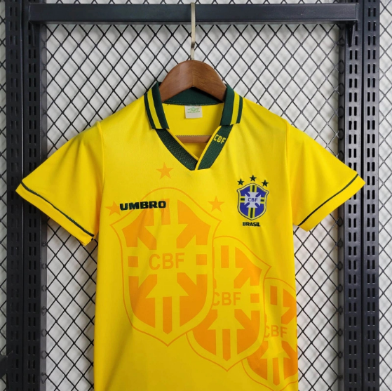 1994 Retro Brazil Home Kids Kit Football jersey Thai Quality