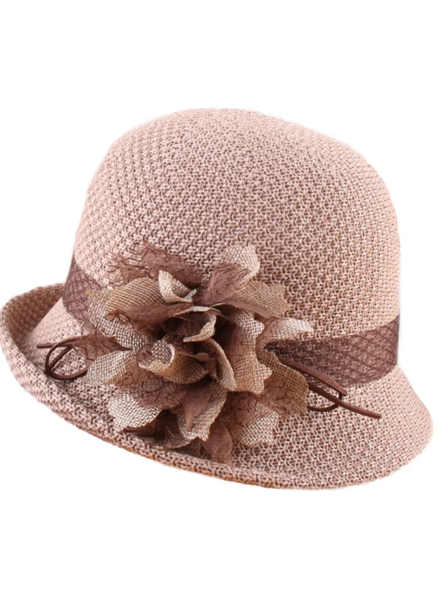 Women's Breathable SunshadeTop Hat Elegant Flower Curling Pot Hat