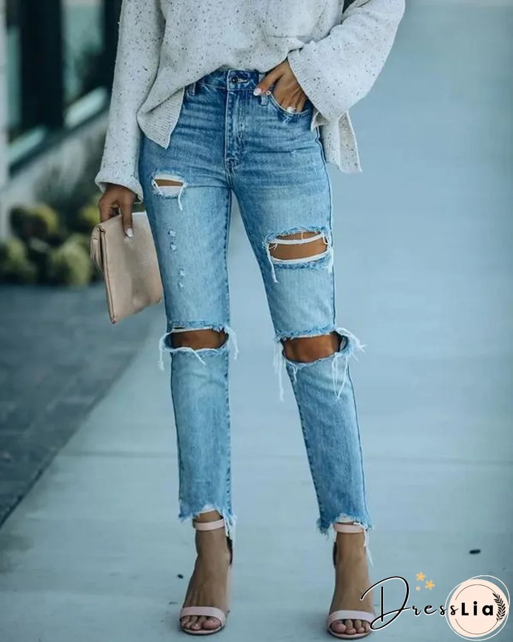 Street Fashion Slim Ripped Jeans