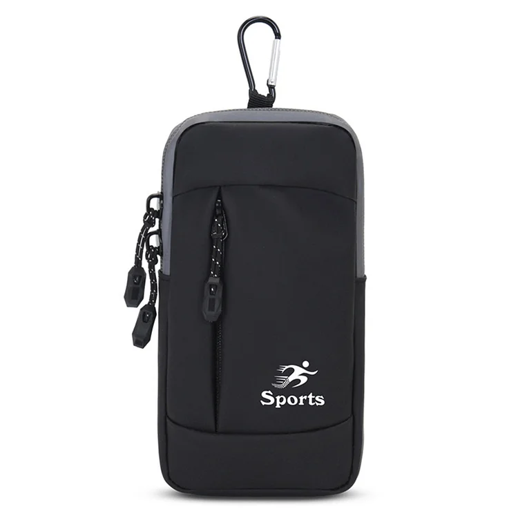 PU Jogging Arm Bags Portable Waterproof Elastic for Outdoor Sport (Black)
