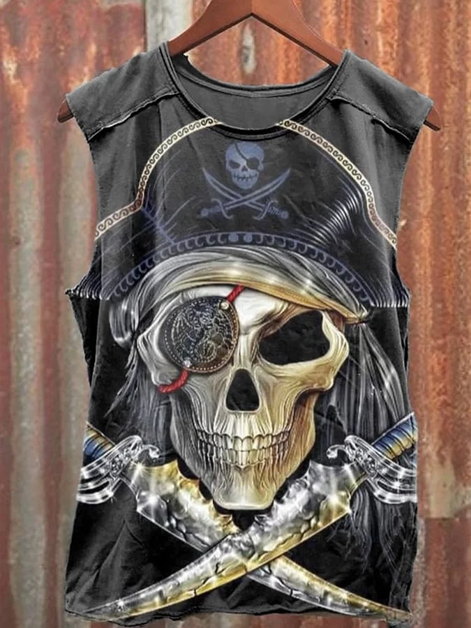 Unisex Pop Art Illustration Printed Casual Cotton Vest