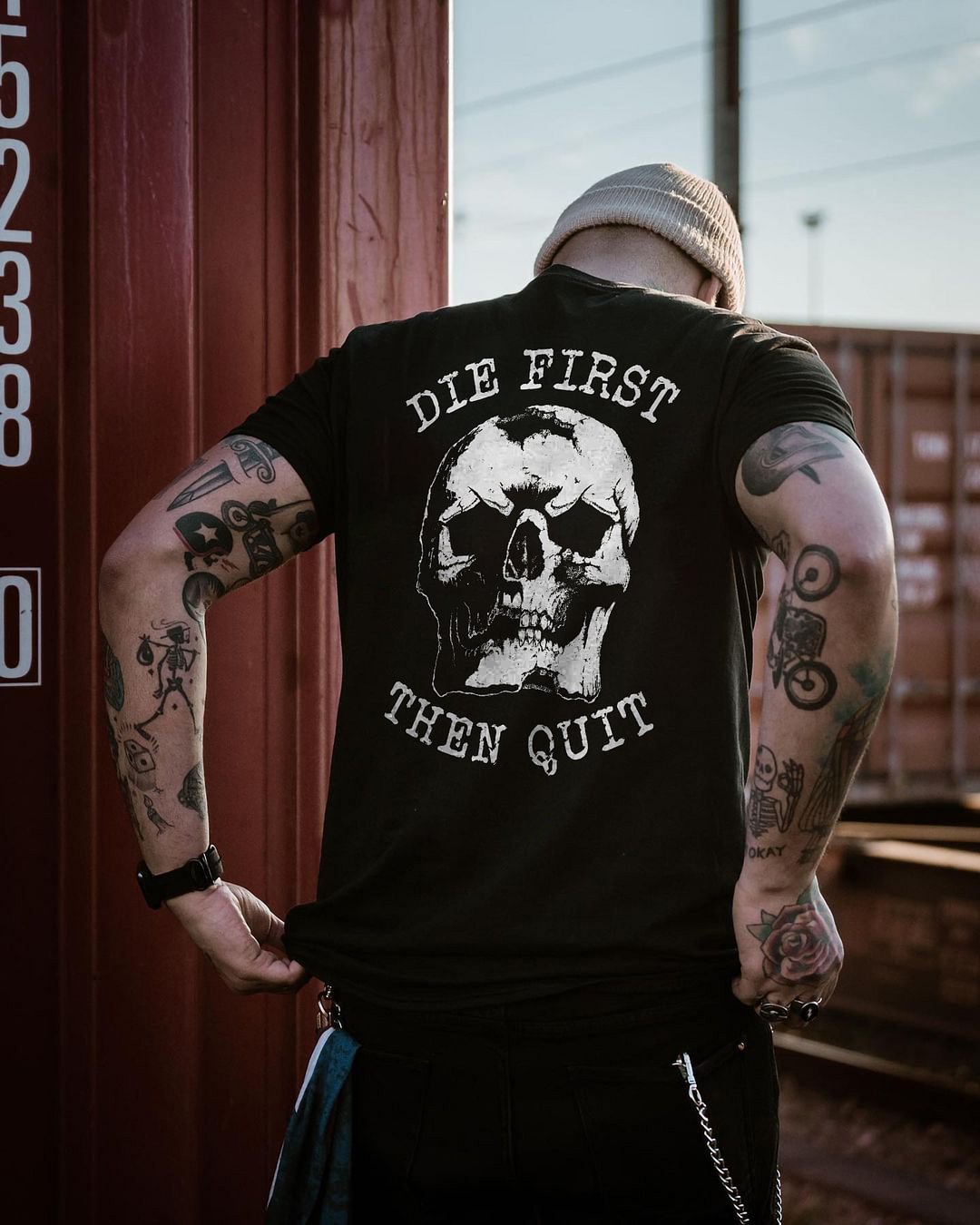 Livereid Die First Then Quit Skull Printed T-shirt - Livereid