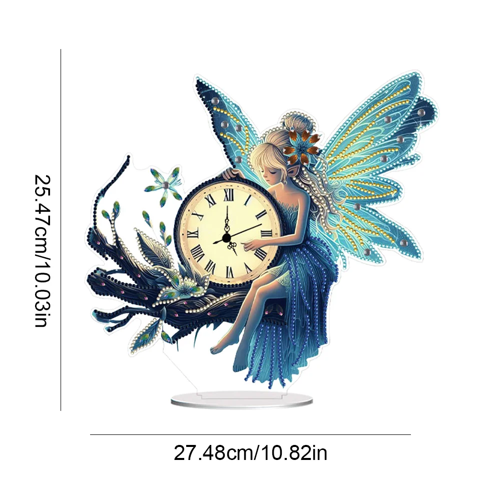 Acrylic Special Shape Fairy Diamond Painting Clock Ornaments Kit for Home Decor