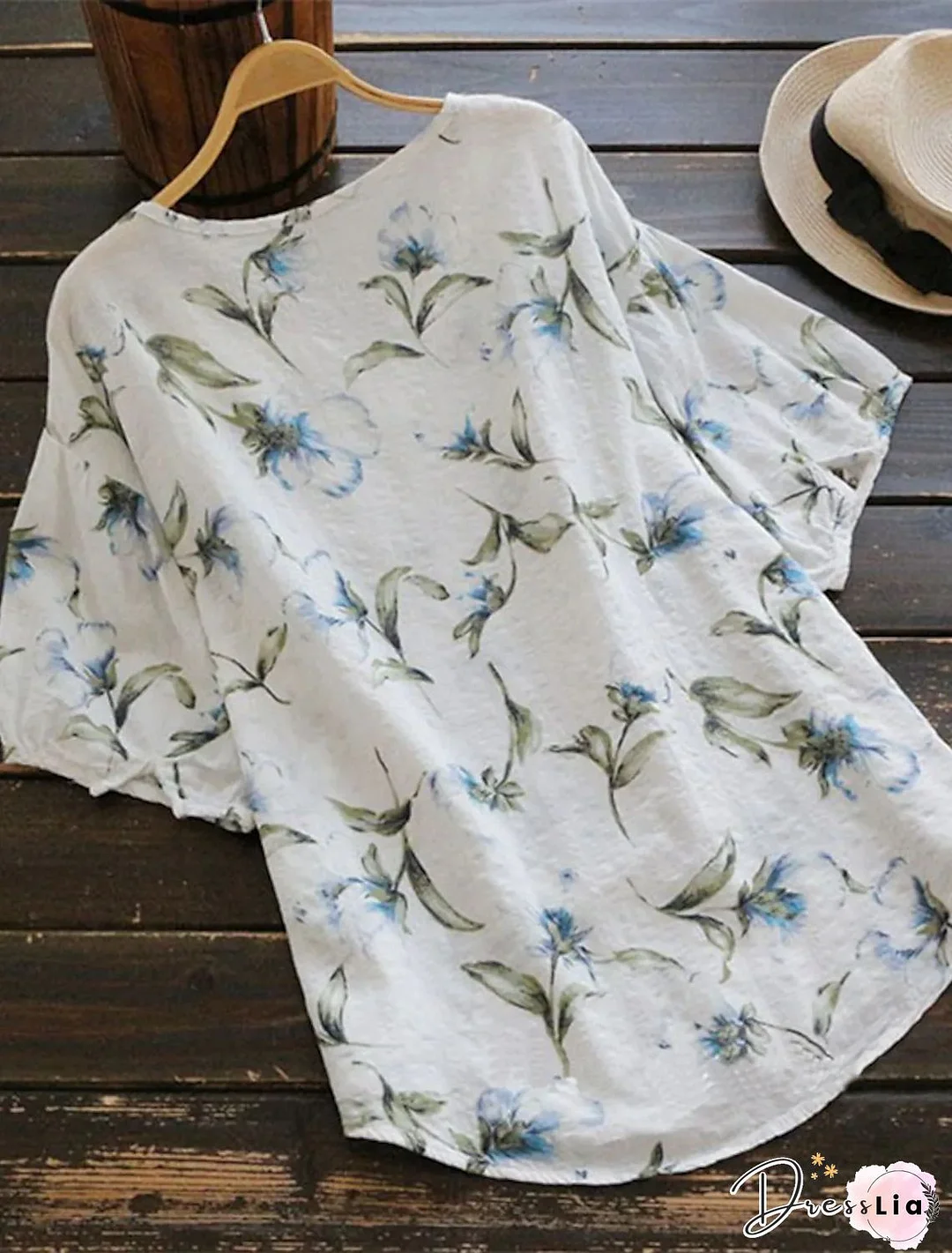 Flower Print Ruffled T-shirt
