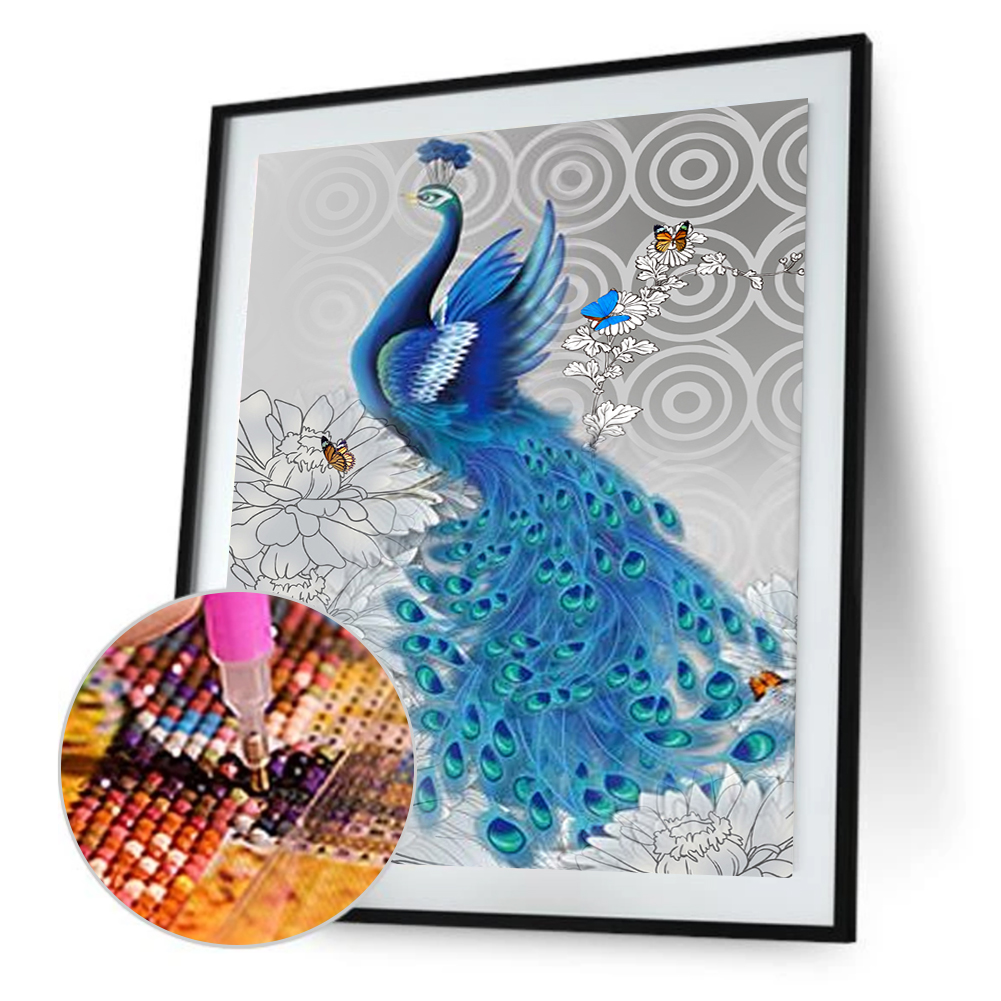 

Peacock-Blue Peacock Cross Stitch Embroidery-30X43CM, 501 Original
