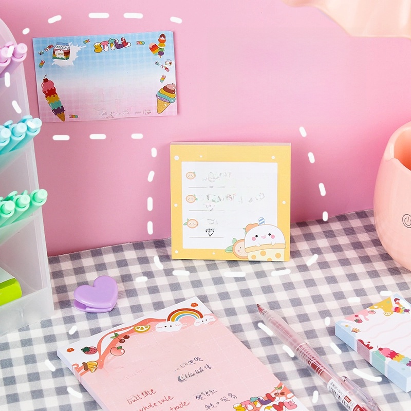 Cute Color Cartoon Pattern Can Stick N Times Message Stickers2