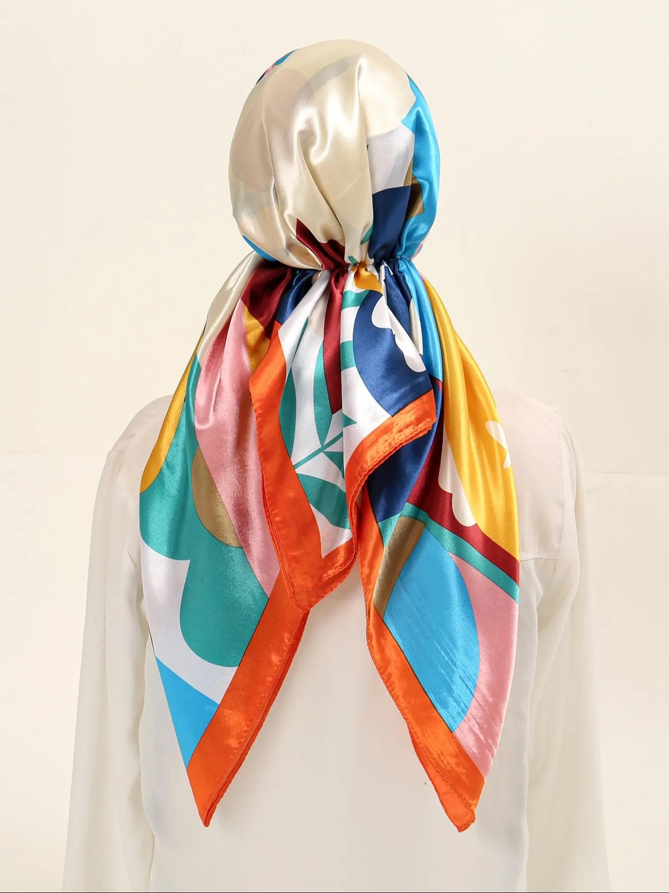 Women's Square Hijab Scarf, Color Block Print Turban, Chemotherapy Sleep Cap, Elastic Head Wrap, Daily Wear, Muslim Accessories Women's Square Hijab Scarf, Color Block Print Turban, Chemotherapy Sleep Cap, Elastic Head Wrap, Daily Wear, Muslim Accessories