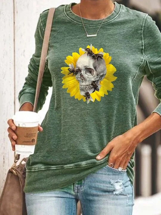 Sunflower Skull  Sweatshirt