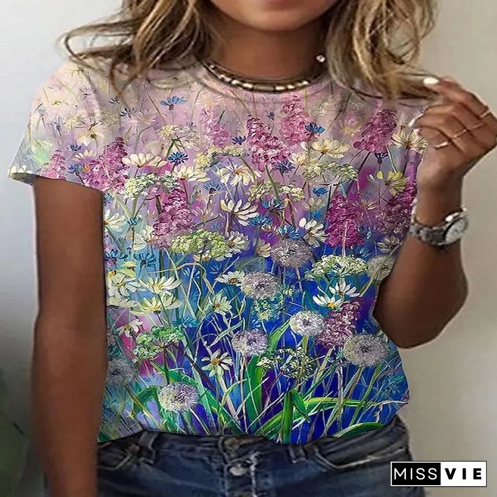 Harajuku Fashion T ShirtFor Women 3D Print T-Shirt Summer Tops Short Sleeve O-Neck Casual Oversized Blouses Woman Clothes