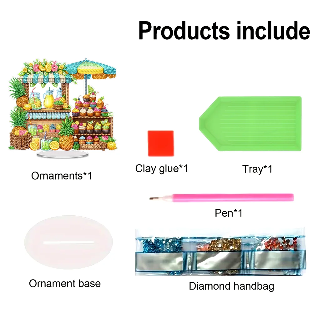 DIY Drink Stall Table Top Diamond Painting Acrylic Ornament Kits Home Decor