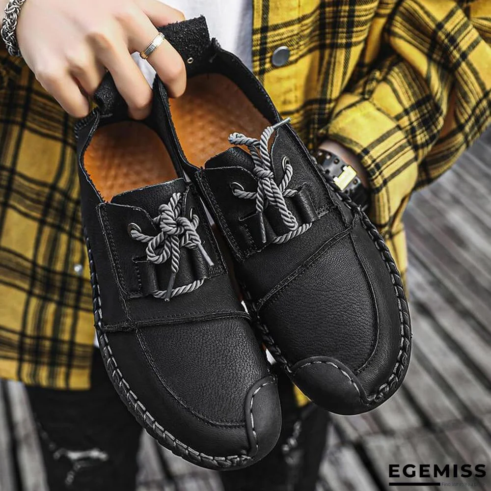 Men's Fashion Business Spliced Laced Casual Leather Shoes | EGEMISS