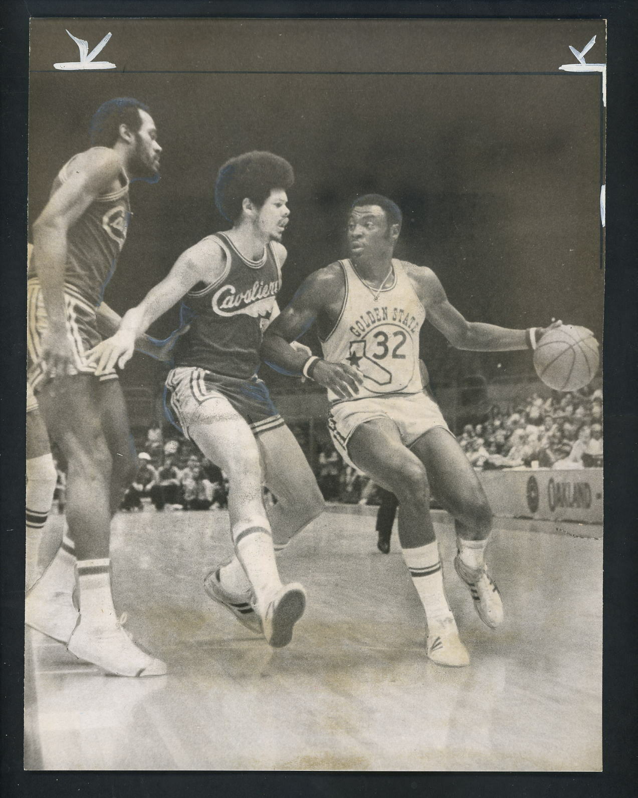 Cazzie Russell & Bingo Smith 1973 Type 1 Press Photo Poster painting Golden State Warriors