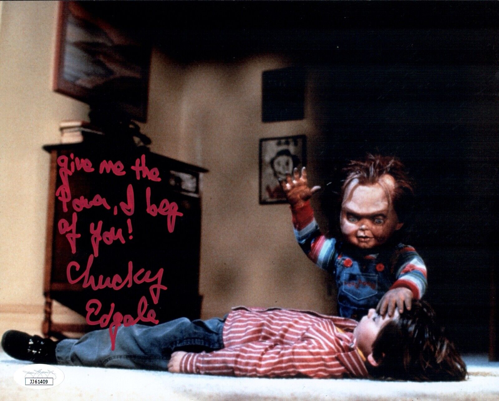 ED GALE Signed CHUCKY 8x10 Photo Poster painting Child's Play In Person Autograph JSA COA Cert