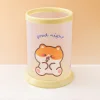 Adorable Cartoon Bunny Round Folding Matte Pens Storage Container Student Table Stationery Organizer