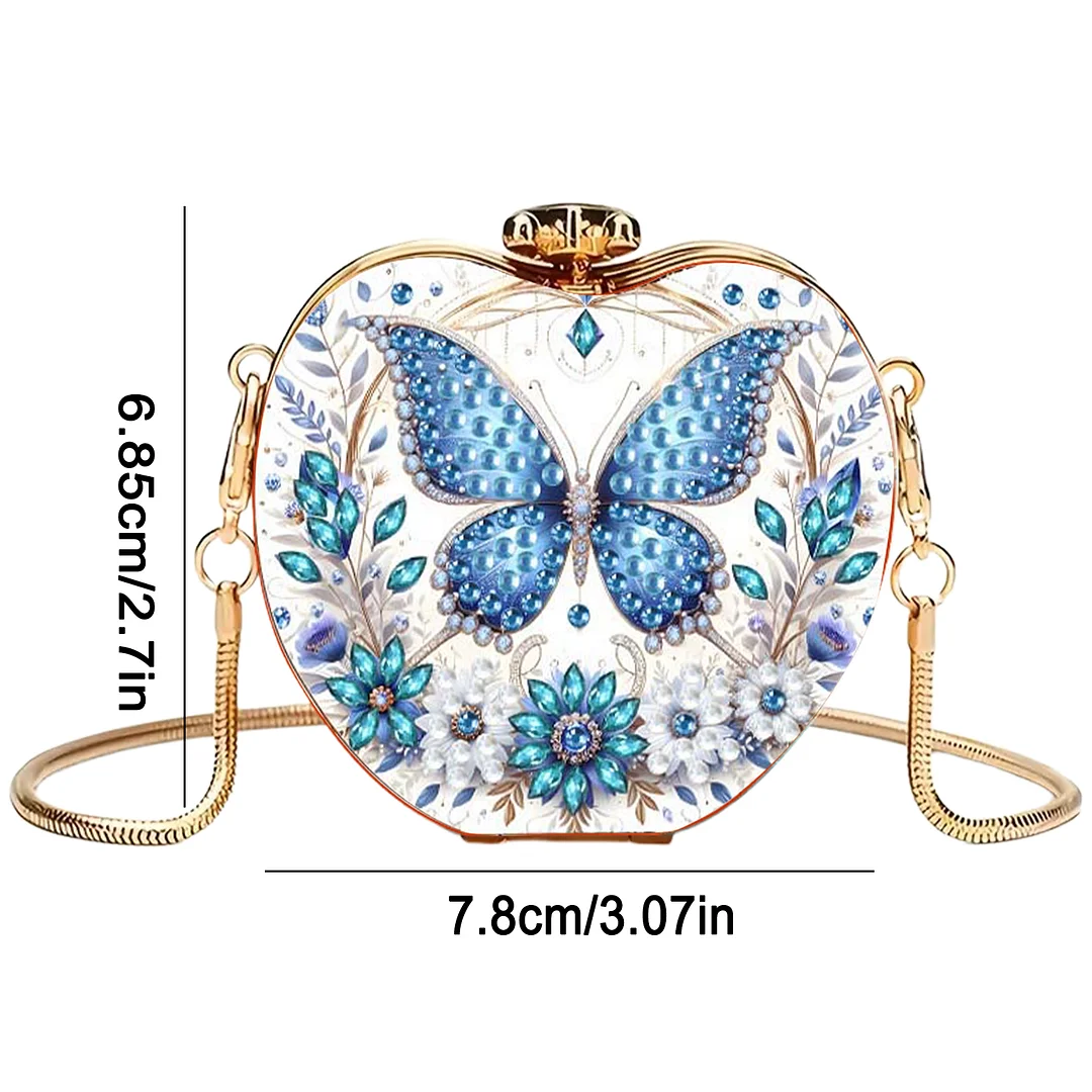 Butterfly C DIY Acrylic Love Diamond Art Painting Card Case Wallet with Chain Small Diamond Painting Crossbody Bag for Adults Women Girls Gift