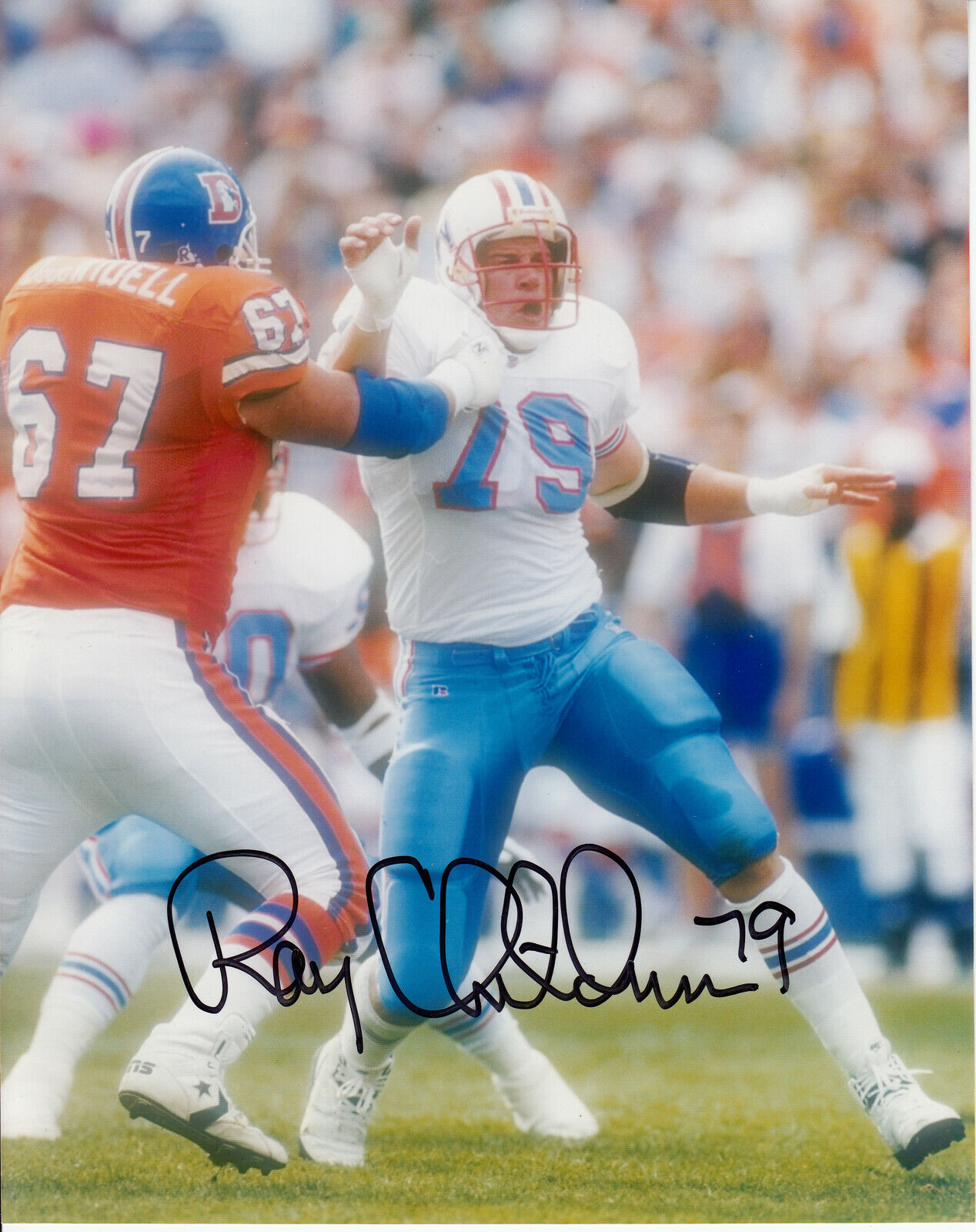 Ray Childress #10 8x10 Signed Photo Poster painting w/ COA Houston Oilers